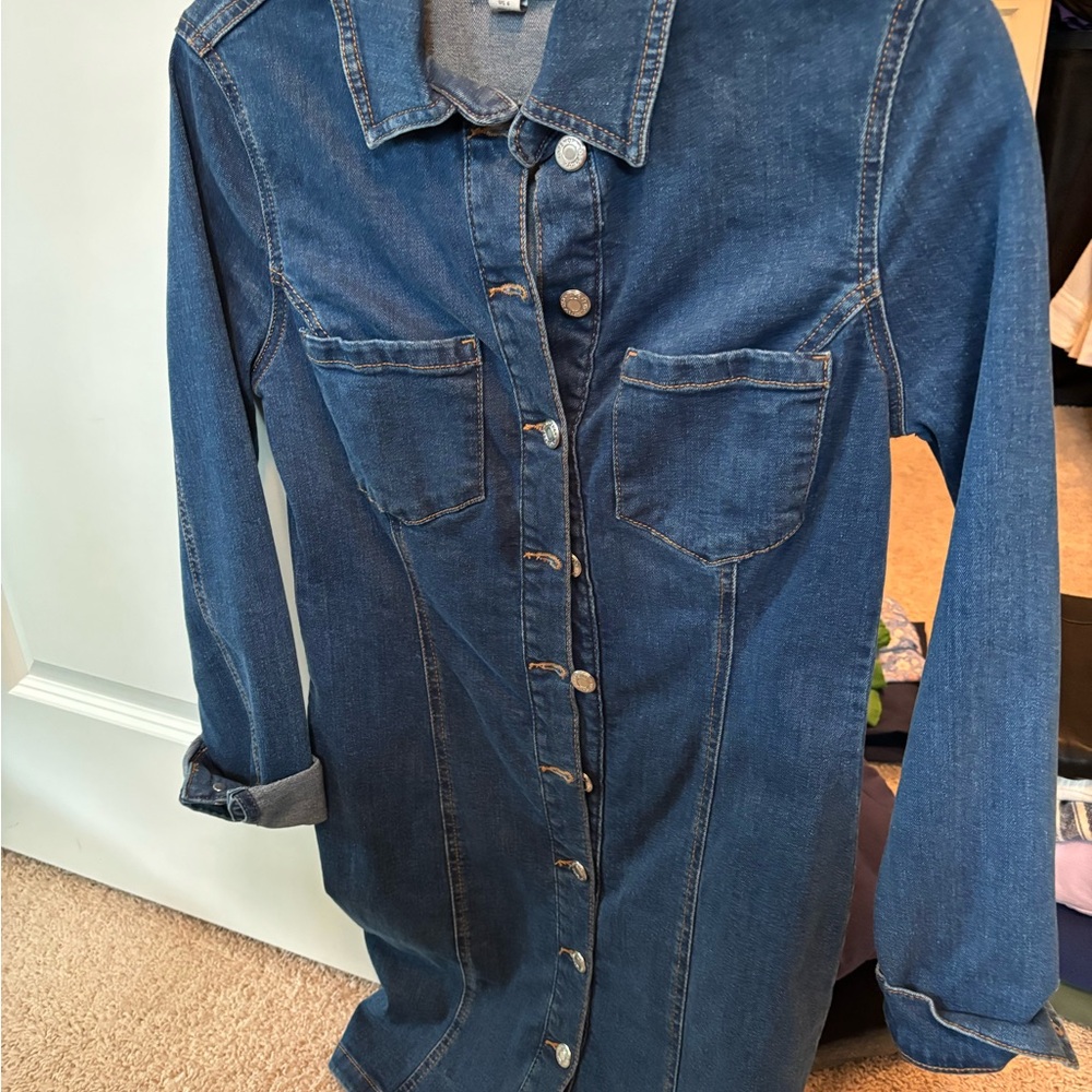 Topshop Indigo Denim Shirt Dress